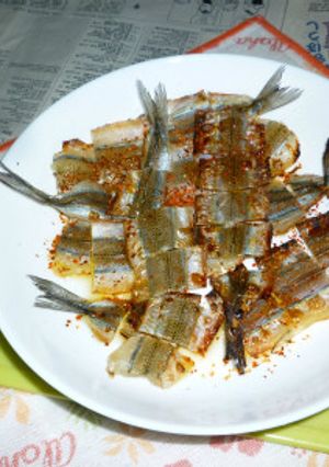 さよりの素干しの網焼き＋九条ネギオイル-レシピのメイン写真