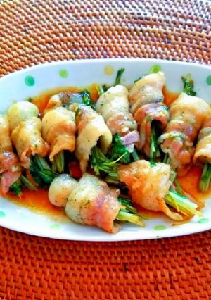 水菜の肉巻きサッパリ甘辛炒め-レシピのメイン写真
