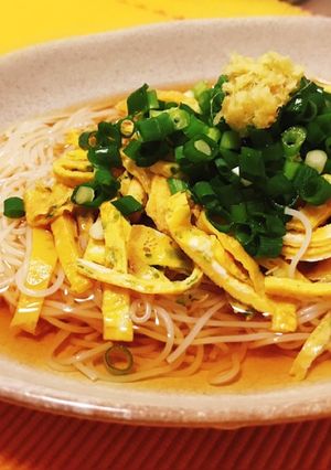 超簡単♪薄焼きたまごで食べるそうめん♡-レシピのメイン写真