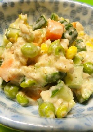 ＊ツナと野菜のゴマドレッシングで和え＊-レシピのメイン写真