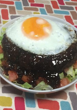 超簡単☆旨テリ特大ハンバーグのロコモコ丼-レシピのメイン写真