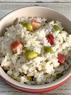 ベーコンと枝豆の洋風炊き込みご飯♪-レシピのメイン写真