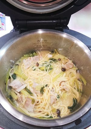 小松菜ときのこの和風スープパスタ-レシピのメイン写真
