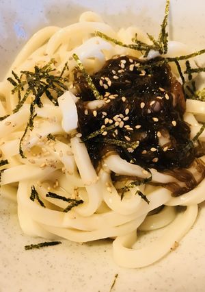 ショートカット●ぶっかけ風もずくうどん-レシピのメイン写真