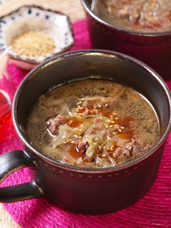 ごま油香る♪とろとろねぎと牛肉のスープ-レシピのメイン写真
