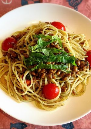 納豆とWシソおかかの冷製パスタ-レシピのメイン写真