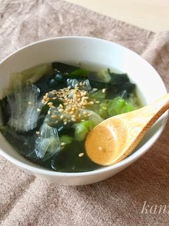 ちぎって簡単!レタスとわかめの中華スープ-レシピのメイン写真