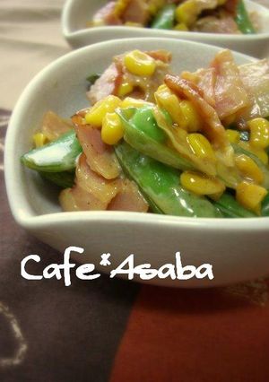 スナップえんどうの3色オイマヨ炒め-レシピのメイン写真