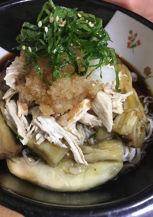 なすと鶏肉のさっぱりおろしそうめん-レシピのメイン写真
