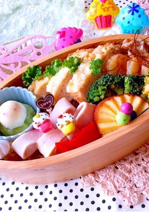 6月７日 チキンチーズ ハムリボン弁当-レシピのメイン写真
