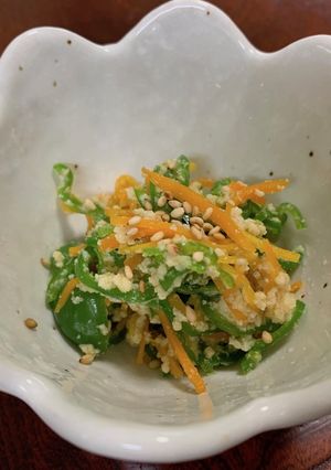 ピーマンと人参の高野豆腐で作る白和え-レシピのメイン写真
