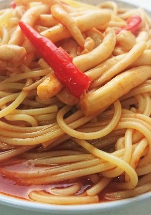 【男飯】きのこの真っ赤なスパゲッティ-レシピのメイン写真