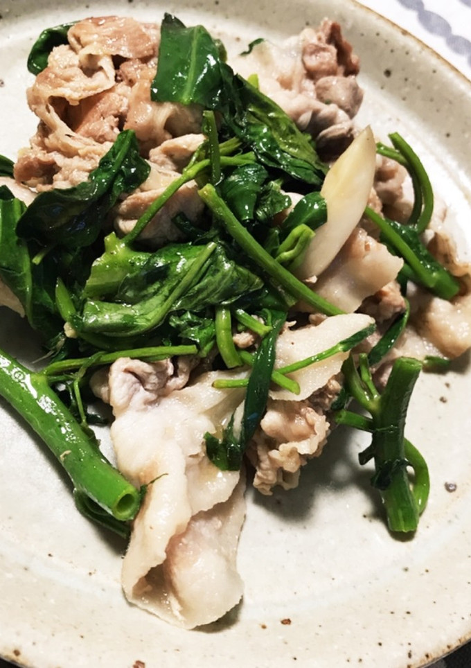 空芯菜と豚肉とエリンギの生姜炒め-レシピのメイン写真