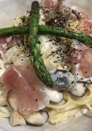 きのこの味噌ぽん酢クリームパスタ-レシピのメイン写真