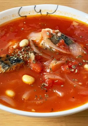 鯖缶でトマトスープ-レシピのメイン写真
