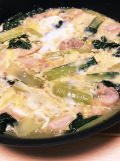 小松菜と鶏肉の卵とじ-レシピのメイン写真