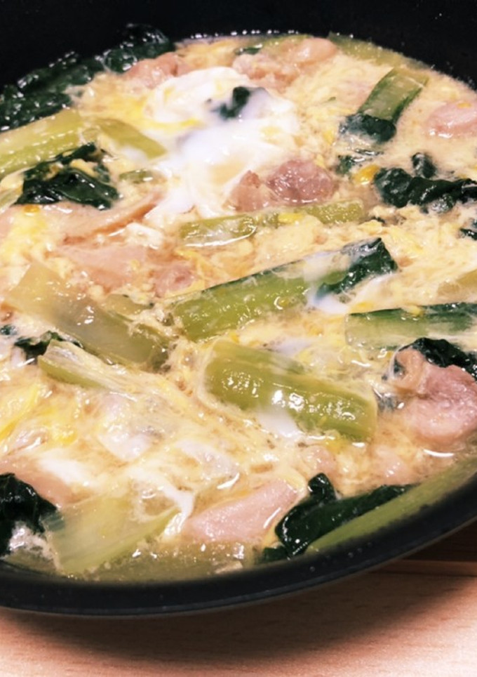 小松菜と鶏肉の卵とじ-レシピのメイン写真