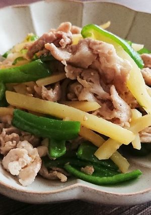 じゃがいもとピーマンと豚肉の炒め物♪-レシピのメイン写真