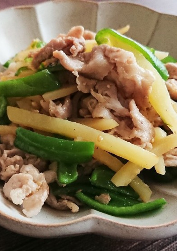 じゃがいもとピーマンと豚肉の炒め物♪-レシピのメイン写真
