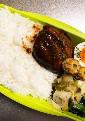 旦那弁当305♥照り焼きハンバーグ弁当!-レシピのメイン写真