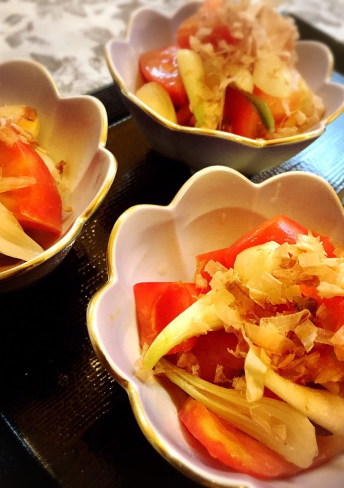 ごま香る☆生らっきようとトマトの和え物-レシピのメイン写真