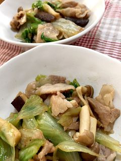 豚バラ肉と椎茸とレタスのオイスター炒め-レシピのメイン写真