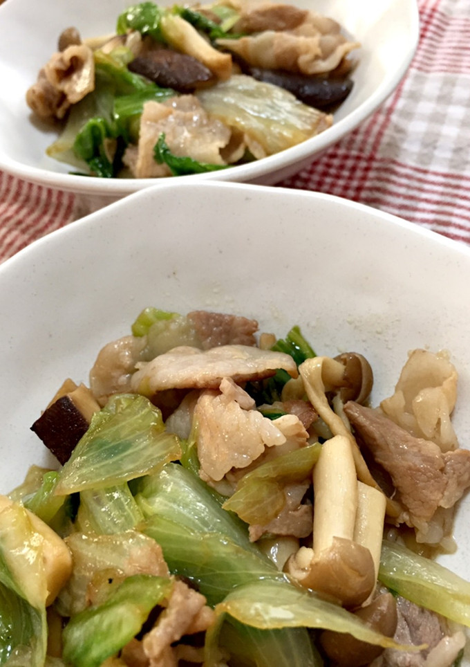 豚バラ肉と椎茸とレタスのオイスター炒め-レシピのメイン写真