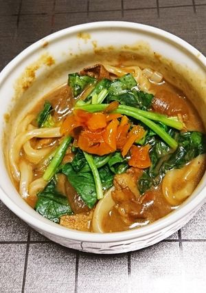 【煮込まない】残り物レンチンカレーうどん-レシピのメイン写真