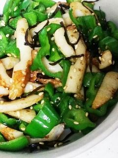 ピーマンとちくわの塩昆布炒め-レシピのメイン写真