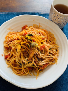 オイルサーディンときのこのトマトパスタ-レシピのメイン写真