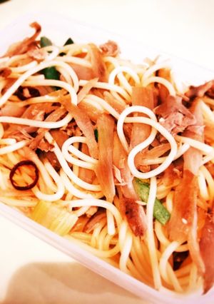 水パスタ★ゴボウとツナのペペロンチーノ-レシピのメイン写真