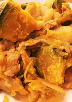 かぼちゃと豚肉の醤油煮-レシピのメイン写真