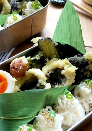 ハモの天ぷら＆素麺弁当-レシピのメイン写真