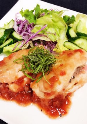 鶏胸肉の梅しそ♡はさみ焼き-レシピのメイン写真