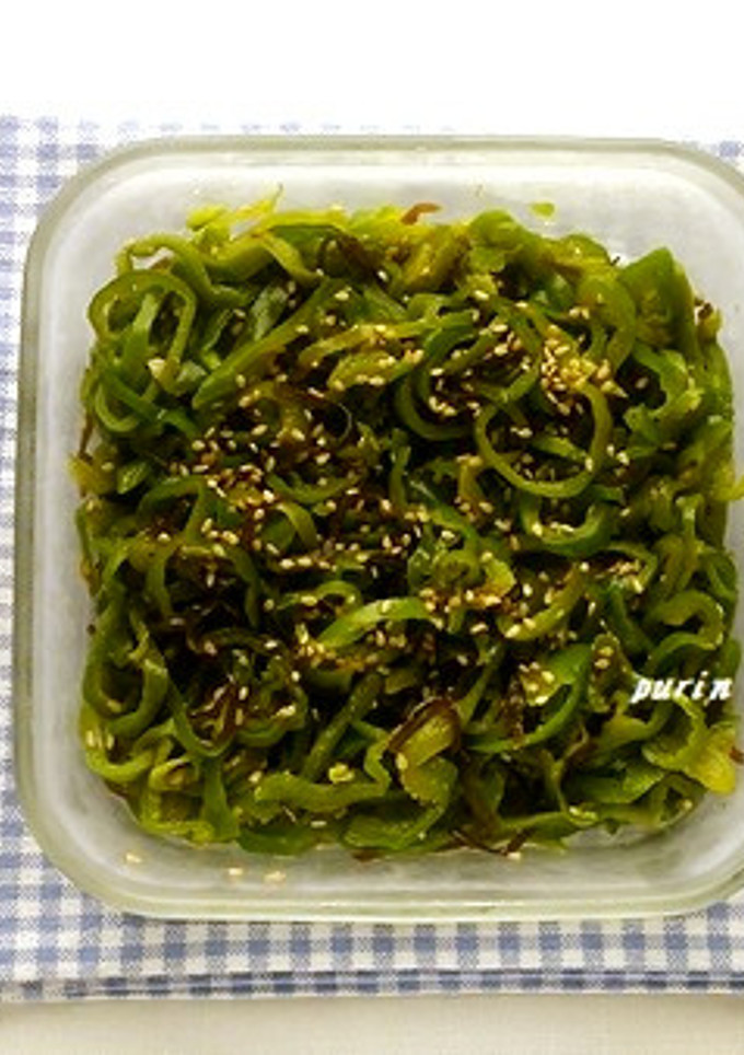 レンジで簡単！ピーマンの塩昆布生姜和え-レシピのメイン写真