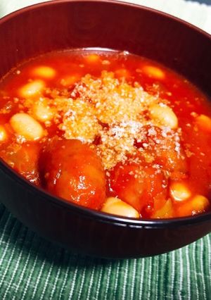 大豆たっぷり！食べるトマトスープ-レシピのメイン写真