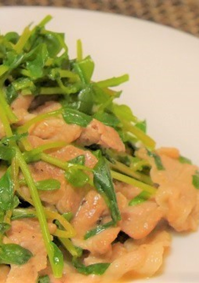 豆苗と豚肉のオイマヨ炒め-レシピのメイン写真