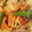 アスパラ・エビのトマトパスタ