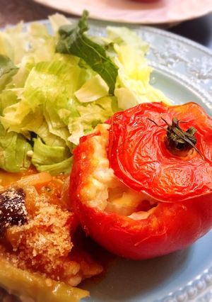 豚こま肉で♪丸ごとトマトのオーブン焼き-レシピのメイン写真