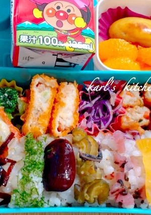 簡単チキンスティックえび寄せフライ弁当-レシピのメイン写真
