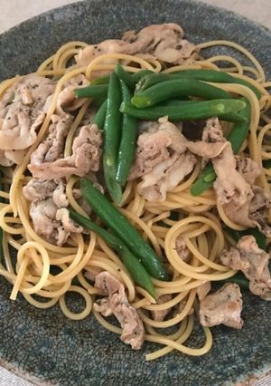豚肉とインゲンの和風ガーリックパスタ-レシピのメイン写真