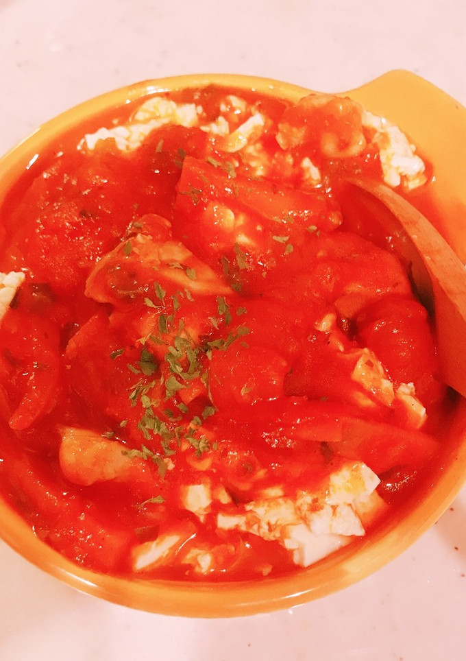 15分簡単　トマトと鶏肉煮込みの豆腐和え-レシピのメイン写真
