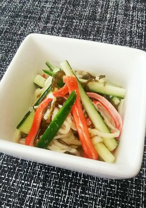 切り干し大根と胡瓜のごまもずく酢の物。-レシピのメイン写真