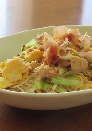 ツナとキャベツと卵のそうめんチャンプルー-レシピのメイン写真