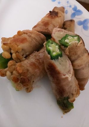 簡単！オクラとえのきの豚肉巻き-レシピのメイン写真