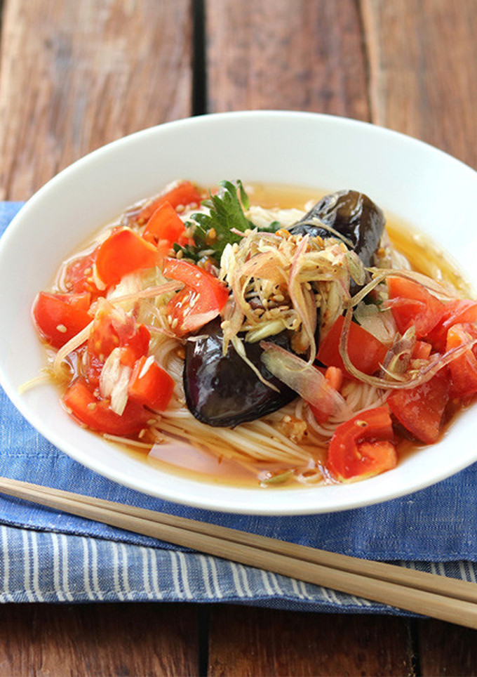 揚げなすのトマトだれそうめん-レシピのメイン写真