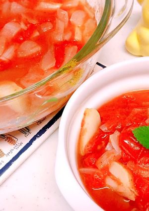レンジで簡単！ 水なし、トマトスープ-レシピのメイン写真
