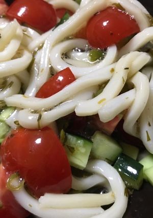 ドレッシングだけ！青じそうどんサラダ-レシピのメイン写真