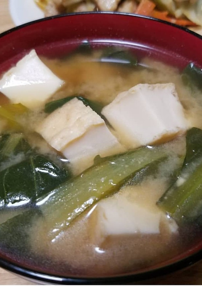 厚揚げと小松菜のお味噌汁-レシピのメイン写真