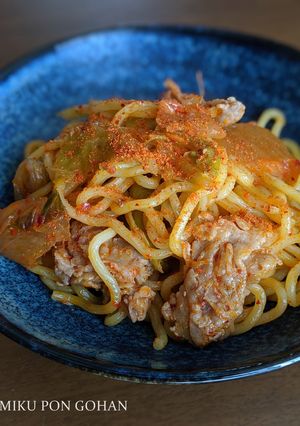 レンチンするだけ!豚キムチ焼きそば-レシピのメイン写真